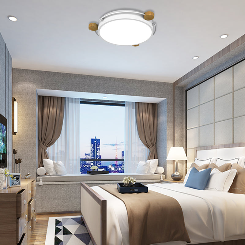 Nordic Orbital Led Ceiling Fixture - 16/19.5/23.5 Wide Flush Mount Lamp In Green/Grey/White-Wood