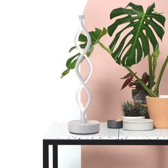 Minimalist Led Bedside Lamp With Spiral Acrylic Shade - Warm/White Light White /