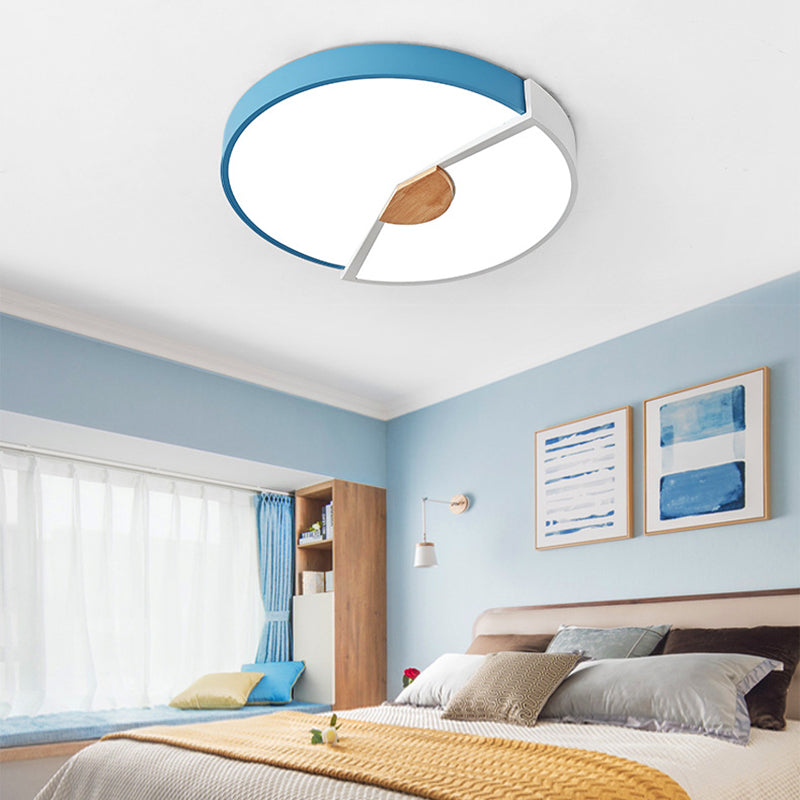 Modern Metal Flush Light With Integrated Led Bulb Black/Pink/Yellow Ceiling Mounted Lamp Multiple