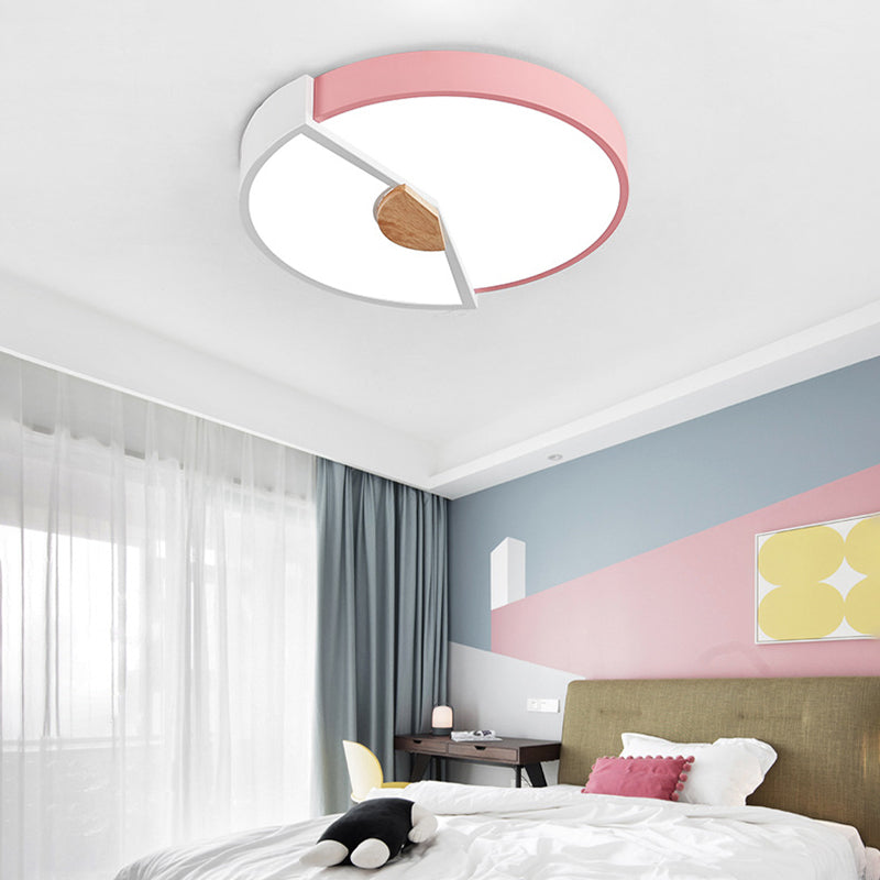 Modern Metal Flush Light With Integrated Led Bulb Black/Pink/Yellow Ceiling Mounted Lamp Multiple