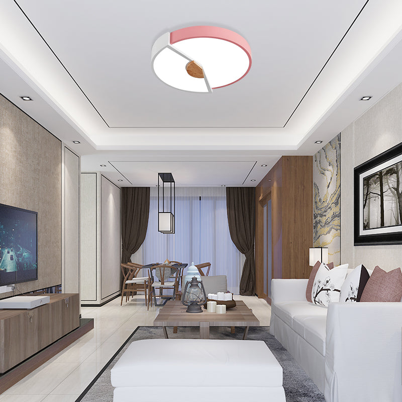 Modern Metal Flush Light With Integrated Led Bulb Black/Pink/Yellow Ceiling Mounted Lamp Multiple