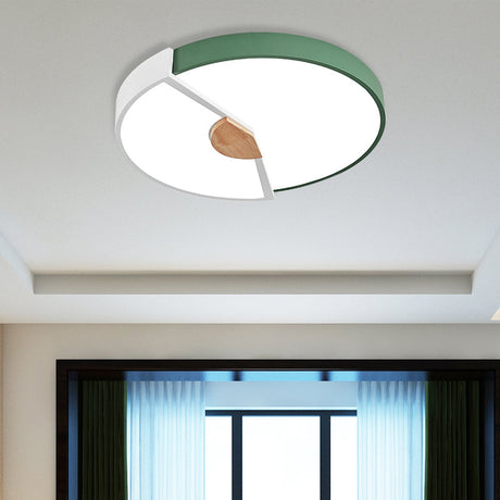 Modern Metal Flush Light With Integrated Led Bulb Black/Pink/Yellow Ceiling Mounted Lamp Multiple
