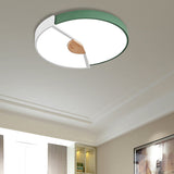 Modern Metal Flush Light With Integrated Led Bulb Black/Pink/Yellow Ceiling Mounted Lamp Multiple