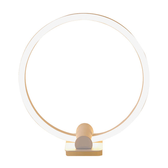Led Modern White Desk Lamp With Circular Acrylic Shade In Warm/White Light For Living Room