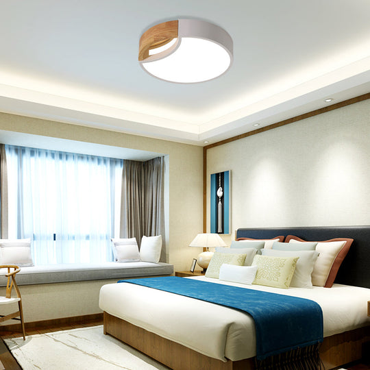 Nordic Iron Grey/White/Green Led Ceiling Light With Wood Grip - 12’/16’/19.5’ Wide