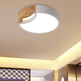 Nordic Iron Grey/White/Green Led Ceiling Light With Wood Grip - 12/16/19.5 Wide White / 19.5