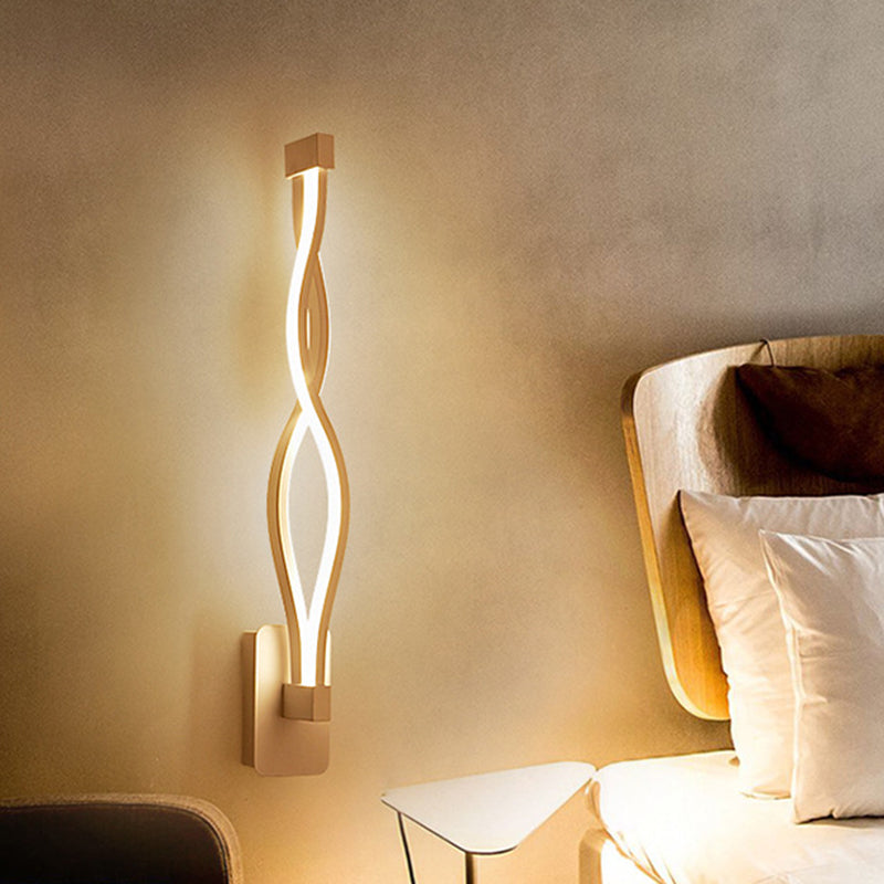 Modern Led Curvy Wall Sconce Light Black/White Acrylic Shade Warm/White White /