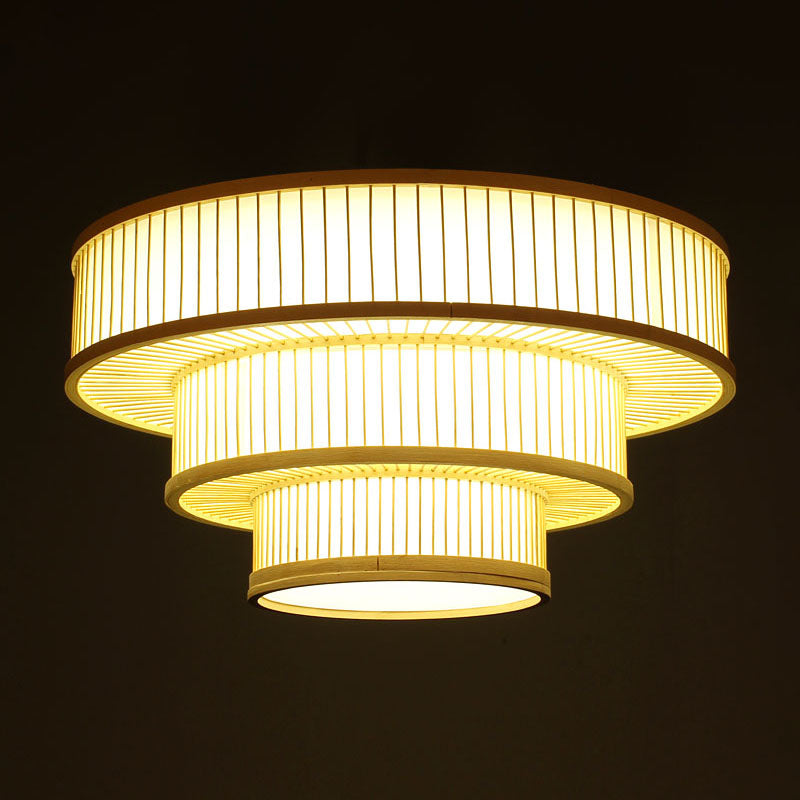 Beige Led Bamboo Ceiling Light For Bedroom - Flush Mount Fixture
Or
Flush Shade