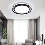 Nordic Dual Circle Led Ceiling Flush Light With Wood Arm - White/Green/Grey Thin Flushmount Lighting