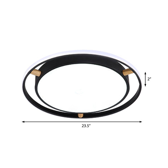 Nordic Dual Circle Led Ceiling Flush Light With Wood Arm - White/Green/Grey Thin Flushmount