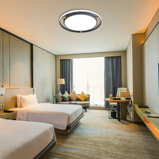 Nordic Dual Circle Led Ceiling Flush Light With Wood Arm - White/Green/Grey Thin Flushmount