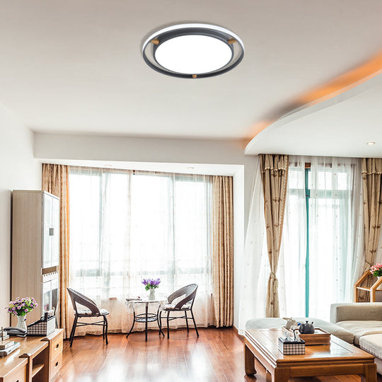 Nordic Dual Circle Led Ceiling Flush Light With Wood Arm - White/Green/Grey Thin Flushmount