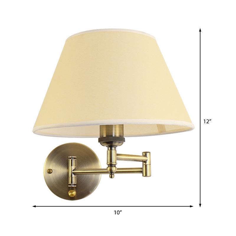 Modern Swing Arm Paper Wall Mount Lamp With Shade - 1 Light White/Beige Sconce For Living Room