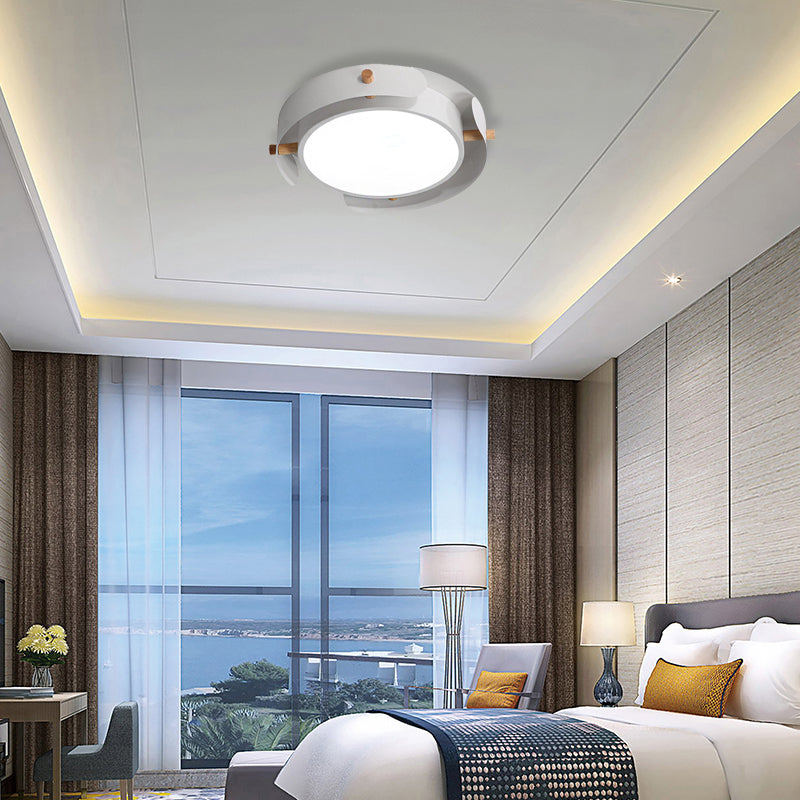 Nordic Acrylic Led Flush Mount Ceiling Light Fixture In White/Distressed White - 16/19.5 Dia / 16