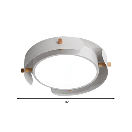 Nordic Acrylic Led Flush Mount Ceiling Light Fixture In White/Distressed White - 16/19.5 Dia