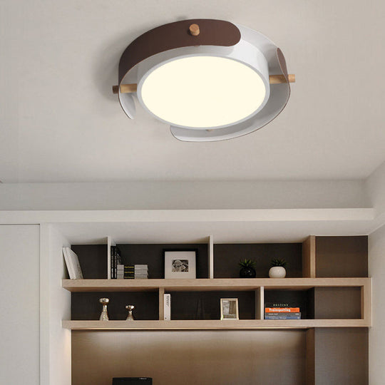 Nordic Acrylic Led Flush Mount Ceiling Light Fixture In White/Distressed White - 16/19.5 Dia