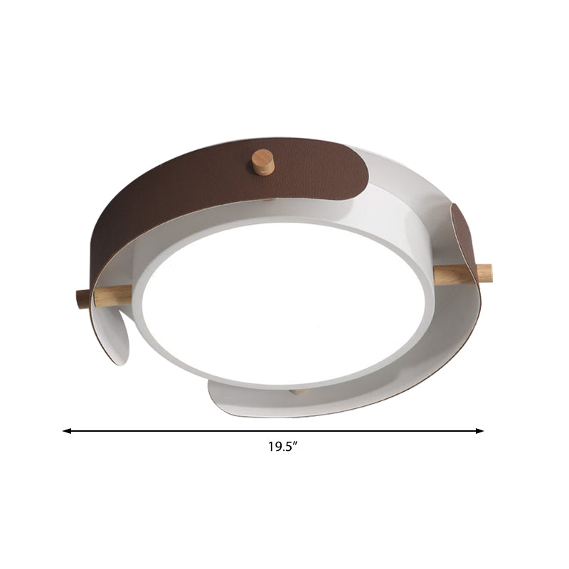 Nordic Acrylic Led Flush Mount Ceiling Light Fixture In White/Distressed White - 16/19.5 Dia