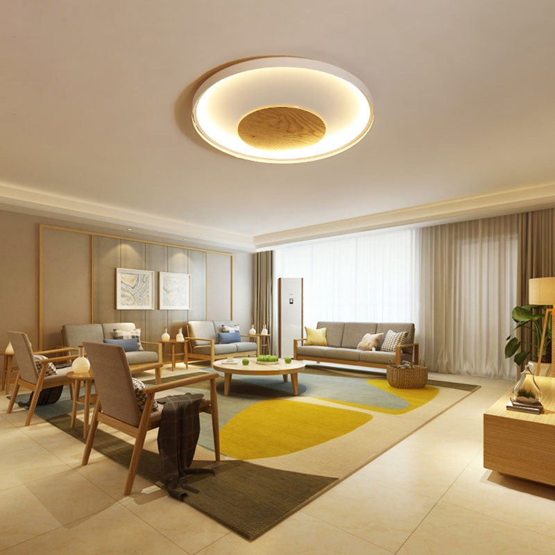 Nordic Acrylic Led Ceiling Flush Light In Black/White Wood - 12/16/19.5 Inch Wide White / 12’