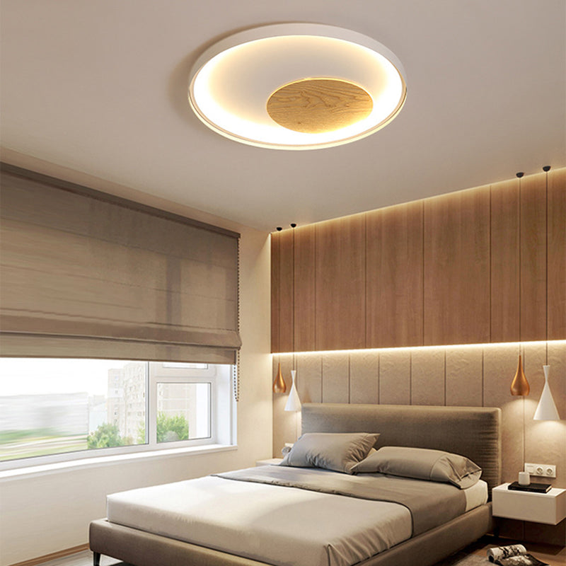 Nordic Acrylic Led Ceiling Flush Light In Black/White Wood - 12/16/19.5 Inch Wide White / 16’