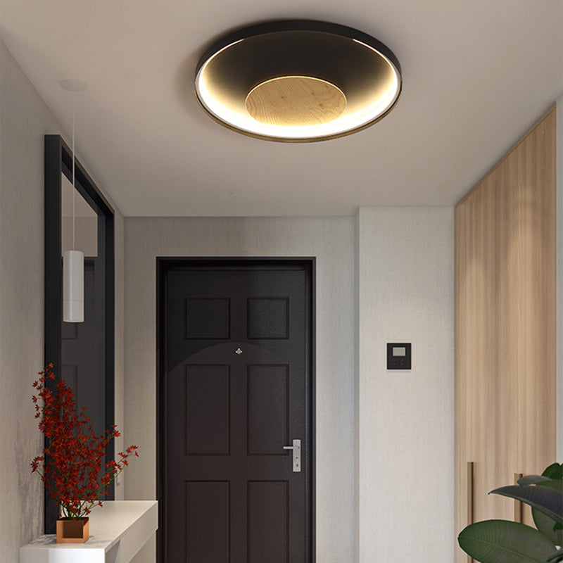 Nordic Acrylic Led Ceiling Flush Light In Black/White Wood - 12/16/19.5 Inch Wide Black / 16’