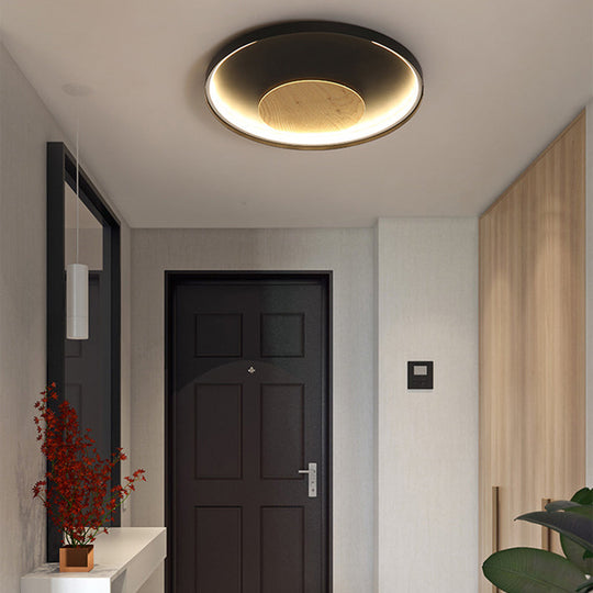 Nordic Acrylic Led Ceiling Flush Light In Black/White Wood - 12/16/19.5 Inch Wide Black / 16’