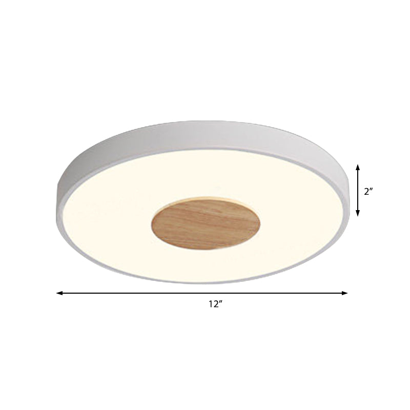 Nordic Iron Round Flush Mount Ceiling Light - 1 Head Pink/Blue/White Lighting Fixture For Bedroom