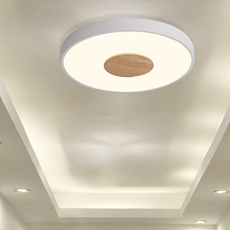 Nordic Iron Round Flush Mount Ceiling Light - 1 Head Pink/Blue/White Lighting Fixture For Bedroom