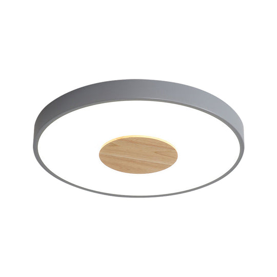 Nordic Iron Round Flush Mount Ceiling Light - 1 Head Pink/Blue/White Lighting Fixture For Bedroom