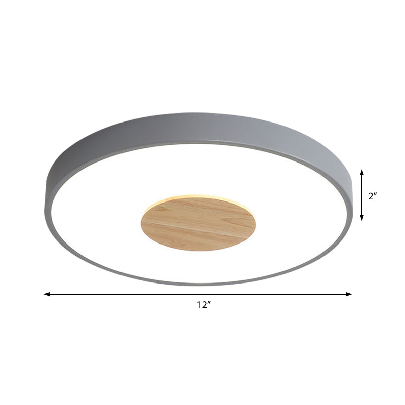 Nordic Iron Round Flush Mount Ceiling Light - 1 Head Pink/Blue/White Lighting Fixture For Bedroom