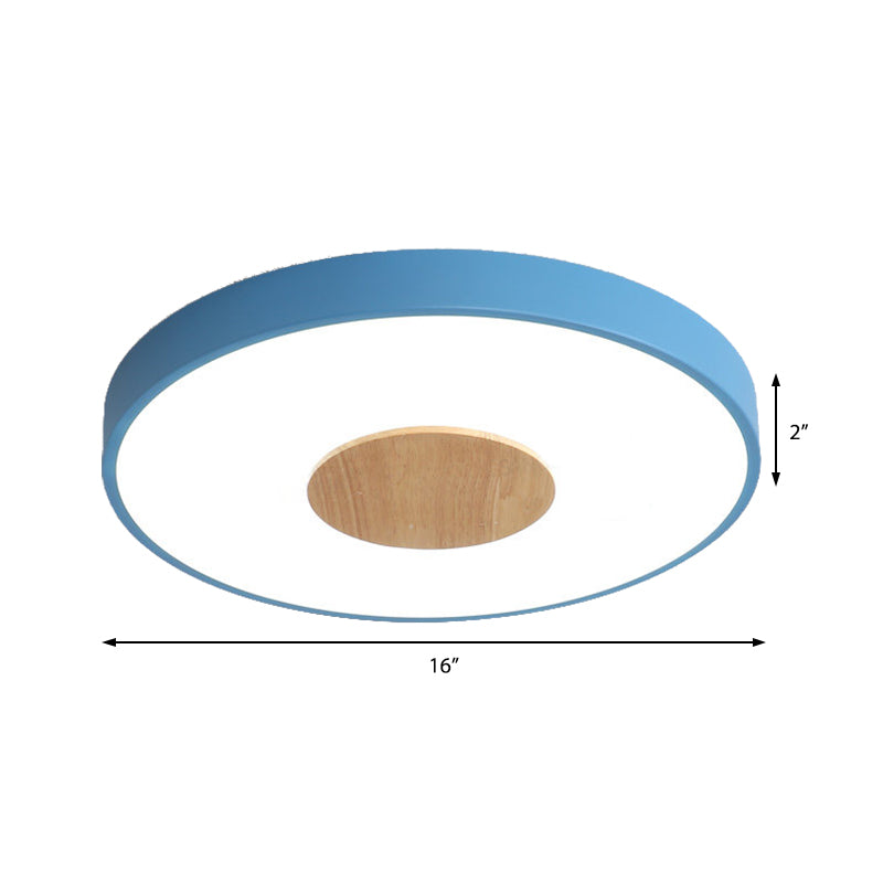 Nordic Iron Round Flush Mount Ceiling Light - 1 Head Pink/Blue/White Lighting Fixture For Bedroom