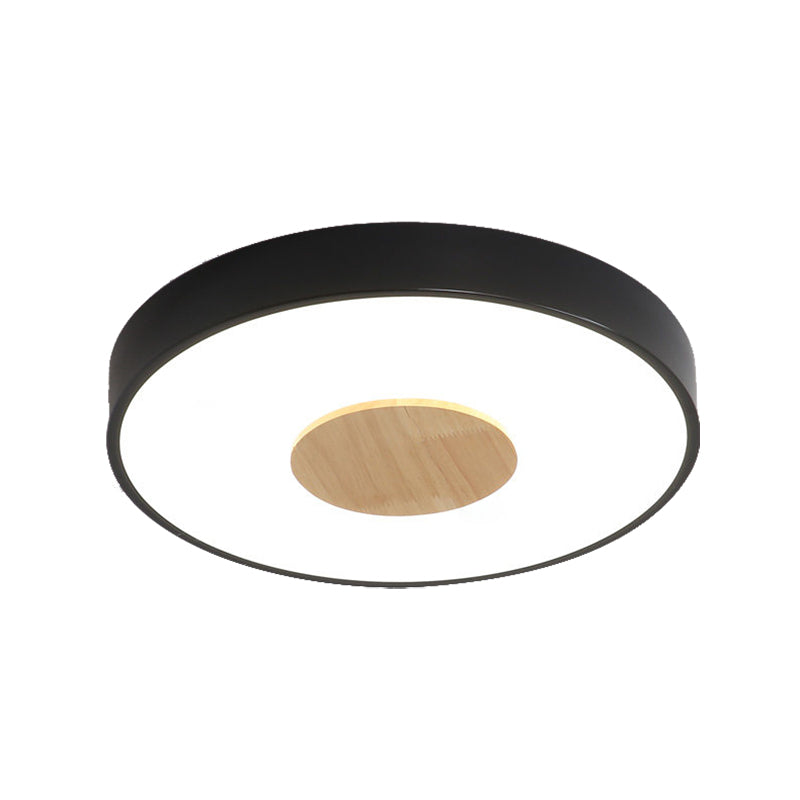 Nordic Iron Round Flush Mount Ceiling Light - 1 Head Pink/Blue/White Lighting Fixture For Bedroom