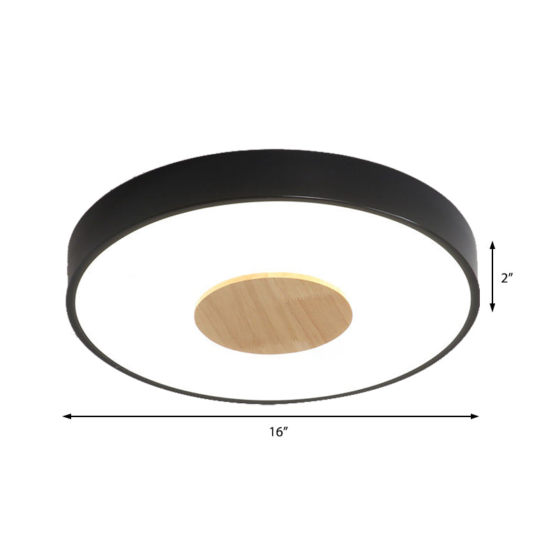 Nordic Iron Round Flush Mount Ceiling Light - 1 Head Pink/Blue/White Lighting Fixture For Bedroom