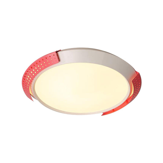Modern Pink/Gold Hollow Metal Ceiling Fixture - 16’/19.5’ Round Flush Mount Light For Bedroom