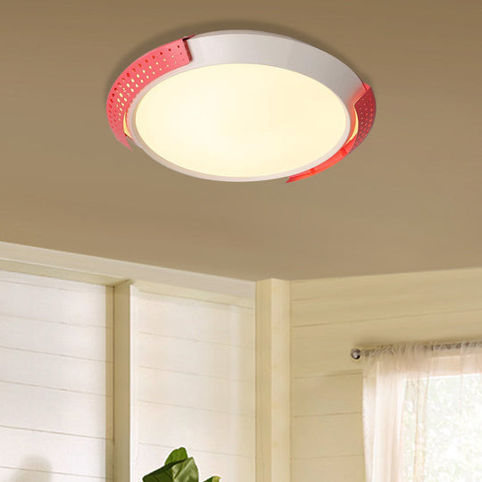 Modern Pink/Gold Hollow Metal Ceiling Fixture - 16’/19.5’ Round Flush Mount Light For Bedroom