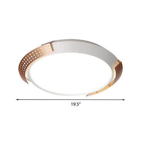 Modern Pink/Gold Hollow Metal Ceiling Fixture - 16/19.5 Round Flush Mount Light For Bedroom