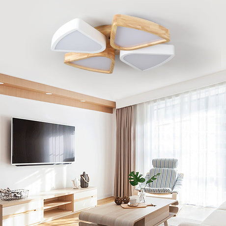 Modern Wood And Iron Flush Mount Ceiling Lights For Living Room - 4/6 Warm/White