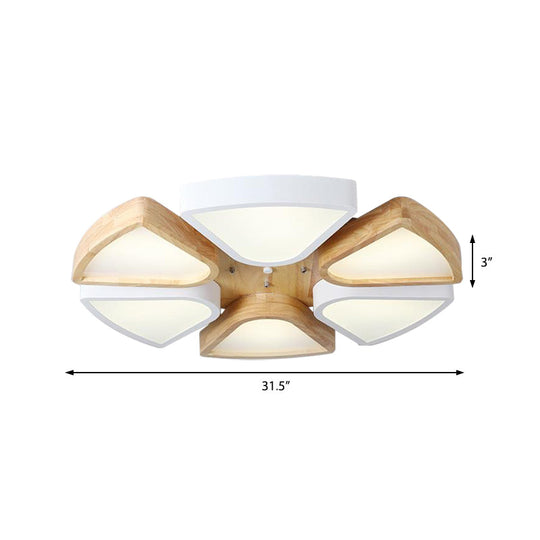 Modern Wood And Iron Flush Mount Ceiling Lights For Living Room - 4/6 Warm/White