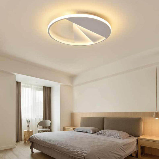 Modern Round Flush Ceiling Lights In Warm/White For Bedroom - 18’/21.5’ White Aluminum Acrylic