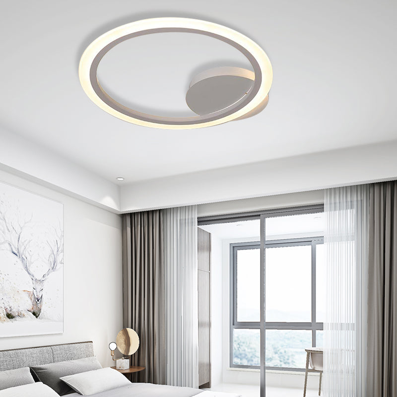 Modern Acrylic Light Ring Fixture For Bedroom Ceiling – Unique White Lighting (1/2/3 Lights
