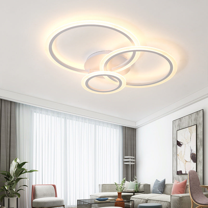 Modern Acrylic Light Ring Fixture For Bedroom Ceiling – Unique White Lighting (1/2/3 Lights