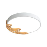 Nordic Led Ceiling Light- Thin Round Acrylic Flushmount With Wavy Wood Pattern White/Grey/Green
