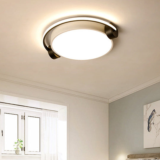 Modern White Headset Flush Mount Ceiling Light With Adjustable Warm/White Ambiance -