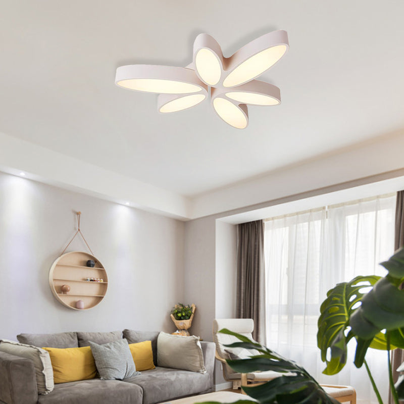 Contemporary Floral Flush Mount Acrylic 6 Light Fixture - 27’/33.5’ In Warm/White’ For