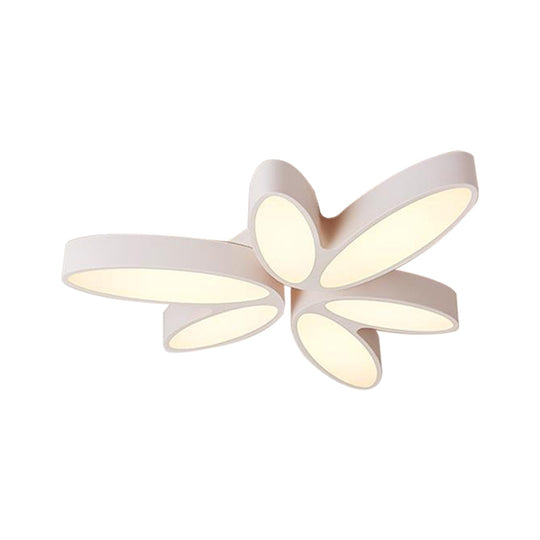 Contemporary Floral Flush Mount Acrylic 6 Light Fixture - 27/33.5 In Warm/White For Hallway