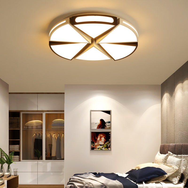 Modern White Round Ceiling Light For Kitchen Metal Flush Mount - 16’/19.5’ Lights With Black