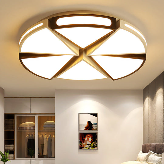Modern White Round Ceiling Light For Kitchen Metal Flush Mount - 16’/19.5’ Lights With Black Accents