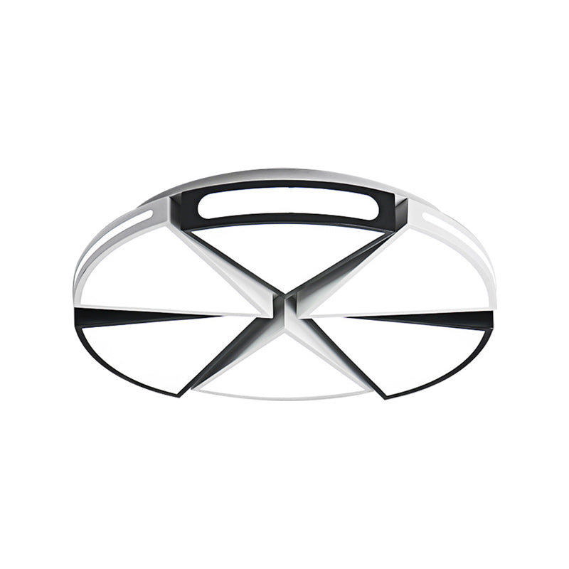 Modern White Round Ceiling Light For Kitchen Metal Flush Mount - 16’/19.5’ Lights With Black Accents