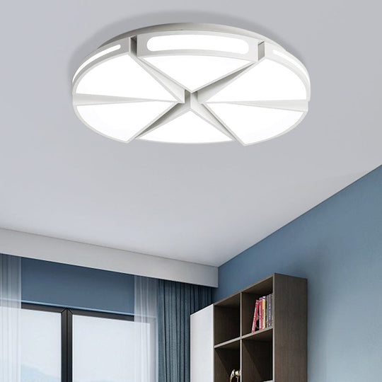 Modern White Round Ceiling Light For Kitchen Metal Flush Mount - 16’/19.5’ Lights With Black