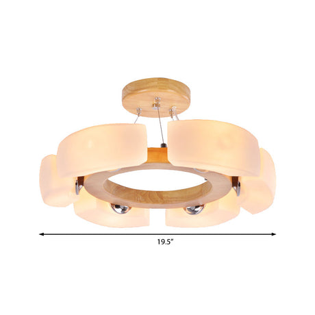 Modern Wooden Round Ceiling Light Fixture - 4/6 Flush Mount In Warm/White Options