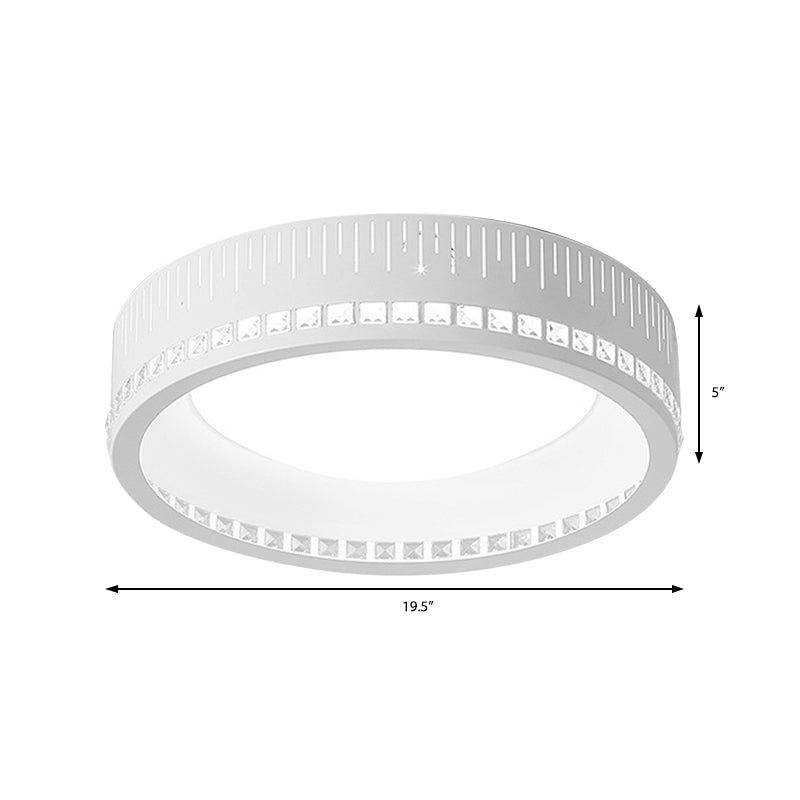 Modern White Round Flush Mount Ceiling Light For Bedroom